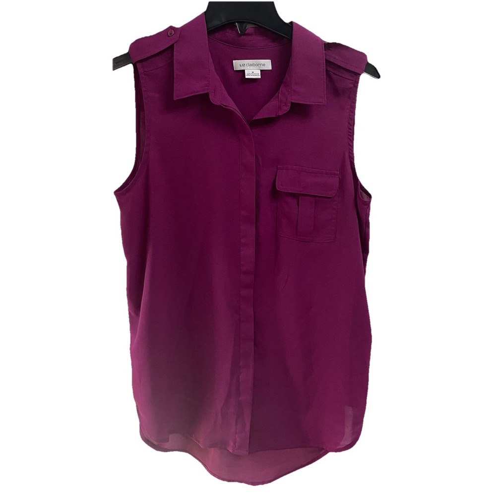 Liz Claiborne Women's Magenta Sleeveless Top Button-Up Blouse Lightweight Sz. M